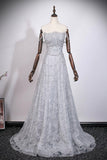 Elegant Grey Strapless Prom Gown with Removable Tulle Overlay HZ0429