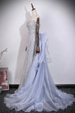 Elegant Grey Strapless Prom Gown with Removable Tulle Overlay HZ0429