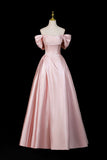 Pink Satin Off-the-Shoulder Ball Gown Luxury Formal Evening Dress HZ0429