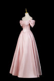 Pink Satin Off-the-Shoulder Ball Gown Luxury Formal Evening Dress HZ0429
