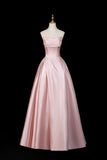 Pink Satin Off-the-Shoulder Ball Gown Luxury Formal Evening Dress HZ0429
