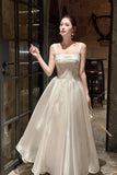 Glamorous Tule Square Neck Evening Gown with Bow Straps for Formal Party HZ0429