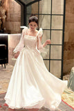 Glamorous Tule Square Neck Evening Gown with Bow Straps for Formal Party HZ0429