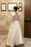 Glamorous Tule Square Neck Evening Gown with Bow Straps for Formal Party HZ0429