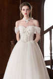 Off-the-Shoulder Lace Prom Dress Tulle Ball Gown Formal Evening Party Dress HZ0429