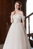 Off-the-Shoulder Lace Prom Dress Tulle Ball Gown Formal Evening Party Dress HZ0429