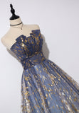 A-Line Strapless Tulle Long Prom Dresses, Cute Evening Party Dresses HZ0429