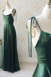 Simple Satin Long Prom Dresses, A-Line Spaghetti Straps Evening Dresses HZ0429