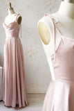 Simple Satin Long Prom Dresses, A-Line Spaghetti Straps Evening Dresses HZ0429