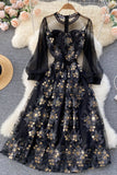 Black Tulle Sequins A-Line Dress HZ0429