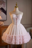 Sweetheart Neck Pink Ruffle Tulle Dress | Formal Short Dress HZ0429