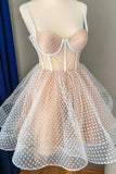 Cute Tulle Spaghetti Straps Short Homecoming Dress, A-Line Mini Party Dress HZ0429