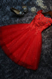 Cute Lace Short A-Line Prom Dresses, Off the Shoulder Party Dresses HZ0429