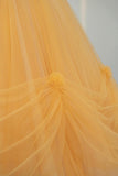 Yellow Tulle Long Prom Dress, Off the Shoulder A-Line Princess Prom Dress HZ0429
