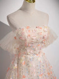 Lovely Three-dimensional Floral Floor Length Prom Dress, Off the Shoulder Evening Party Dress HZ0429