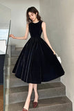 Black Velvet Pearl Short Party Dress, Lovely A-Line Evening Dress HZ0429