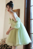 Green Tulle Short Prom Dress, Green Mini Party Dress HZ0429