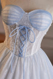 Sweetheart Neck White and Blue Ruffle Tulle Dress | Formal Short Dress HZ0429