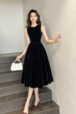 Black Velvet Pearl Short Party Dress, Lovely A-Line Evening Dress HZ0429
