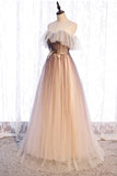 A-Line Long Spaghetti Strap Tulle Prom Dress, Ombre Evening Dress HZ0429