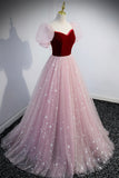 Pink Tulle Long Prom Dress, A-Line Formal Evening Dress HZ0429