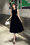 Black Velvet Pearl Short Party Dress, Lovely A-Line Evening Dress HZ0429