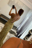 Mermaid Sequins Long Prom Dresses, V-Neck Evening Dresses HZ0429