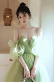 Green Tulle Short Prom Dress, Green Mini Party Dress HZ0429