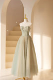 Lovely Strapless Long Tulle Prom Dress, A-Line Evening Dress HZ0429