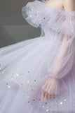Purple Long Sleeve Tulle Formal Dress, Purple Sweet 16 Dress HZ0429