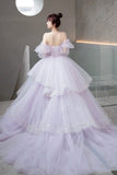 Purple Long Sleeve Tulle Formal Dress, Purple Sweet 16 Dress HZ0429