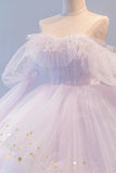 Purple Long Sleeve Tulle Formal Dress, Purple Sweet 16 Dress HZ0429