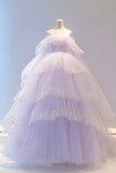 Purple Long Sleeve Tulle Formal Dress, Purple Sweet 16 Dress HZ0429