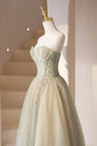 Lovely Strapless Long Tulle Prom Dress, A-Line Evening Dress HZ0429