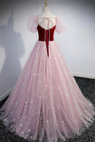 Pink Tulle Long Prom Dress, A-Line Formal Evening Dress HZ0429