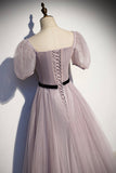 A-Line Tulle Long Prom Dresses, Simple Evening Dresses HZ0429