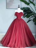 Burgundy Sweetheart Neckline Long Formal Dress, A-Line Strapless Evening Dress HZ0429