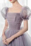 Purple Tulle Long Prom Dresses, Lovely A-Line Evening Dresses HZ0429