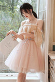 Pink Tulle Short Prom Dresses, A-Line Puffy Tulle Homecoming Dresses HZ0429