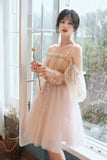 Pink Tulle Short Prom Dresses, A-Line Puffy Tulle Homecoming Dresses HZ0429