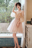 Pink Tulle Short Prom Dresses, A-Line Puffy Tulle Homecoming Dresses HZ0429