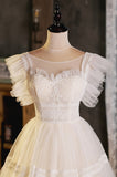Cute Lace Short A-Line Prom Dress, Champagne Party Dress HZ0429