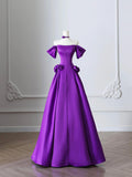 Purple Satin Long Prom Dress, Elegant A-Line Satin Evening Party Dress HZ0429