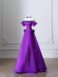 Purple Satin Long Prom Dress, Elegant A-Line Satin Evening Party Dress HZ0429