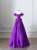 Purple Satin Long Prom Dress, Elegant A-Line Satin Evening Party Dress HZ0429
