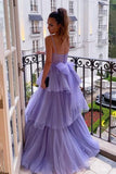 Lavender A-Line Puffy Long Prom Dresses, Girl Graduation Party Dresses HZ0429