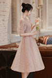 Cute Tulle A-Line Homecoming Dress, 1/2 Sleeves Short Prom Dress HZ0429