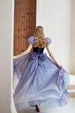 Purple Velvet Tulle Long Prom Dresses, Cute A-Line Evening Dresses HZ0429
