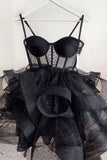 Black Tulle Short Prom Dresses, A-Line Mini Party Dresses HZ0429