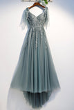 Purple Tulle Lace Long Prom Dresses, A-Line Evening Party Dresses HZ0429